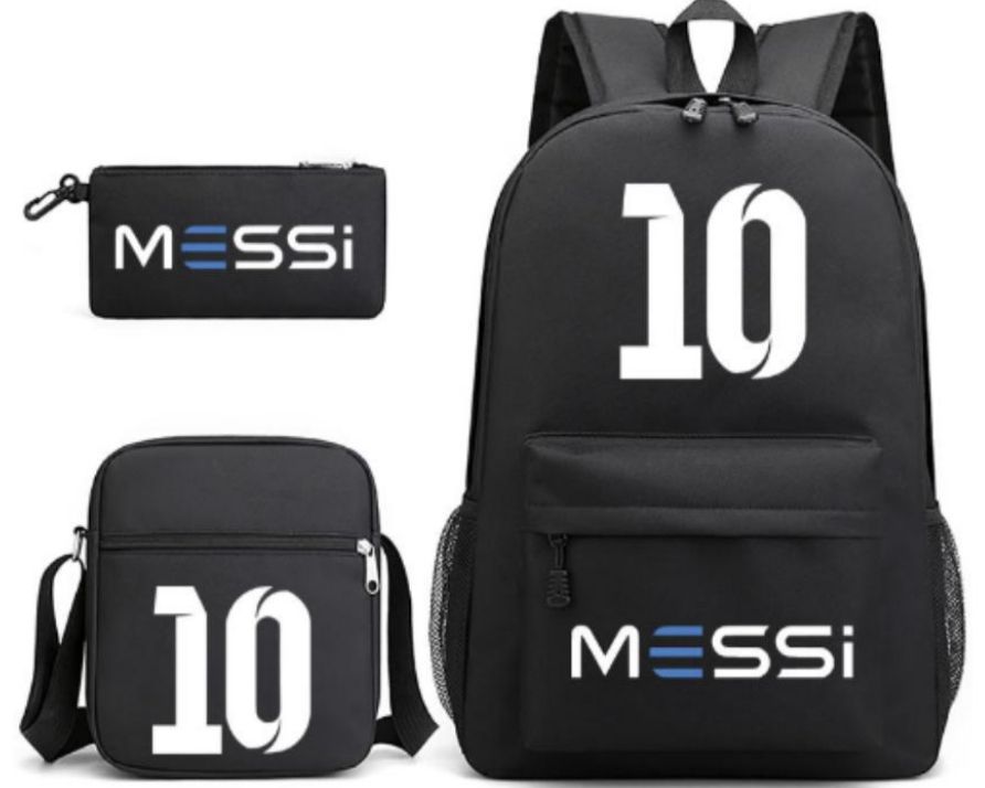 Teen Soccer Star Lionel Messi Bagpack-Student 3 in 1 Bookbag Set Waterproof Casual Daypack for Travel