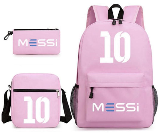 Teen Soccer Star Lionel Messi Bagpack-Student 3 in 1 Bookbag Set Waterproof Casual Daypack for Travel